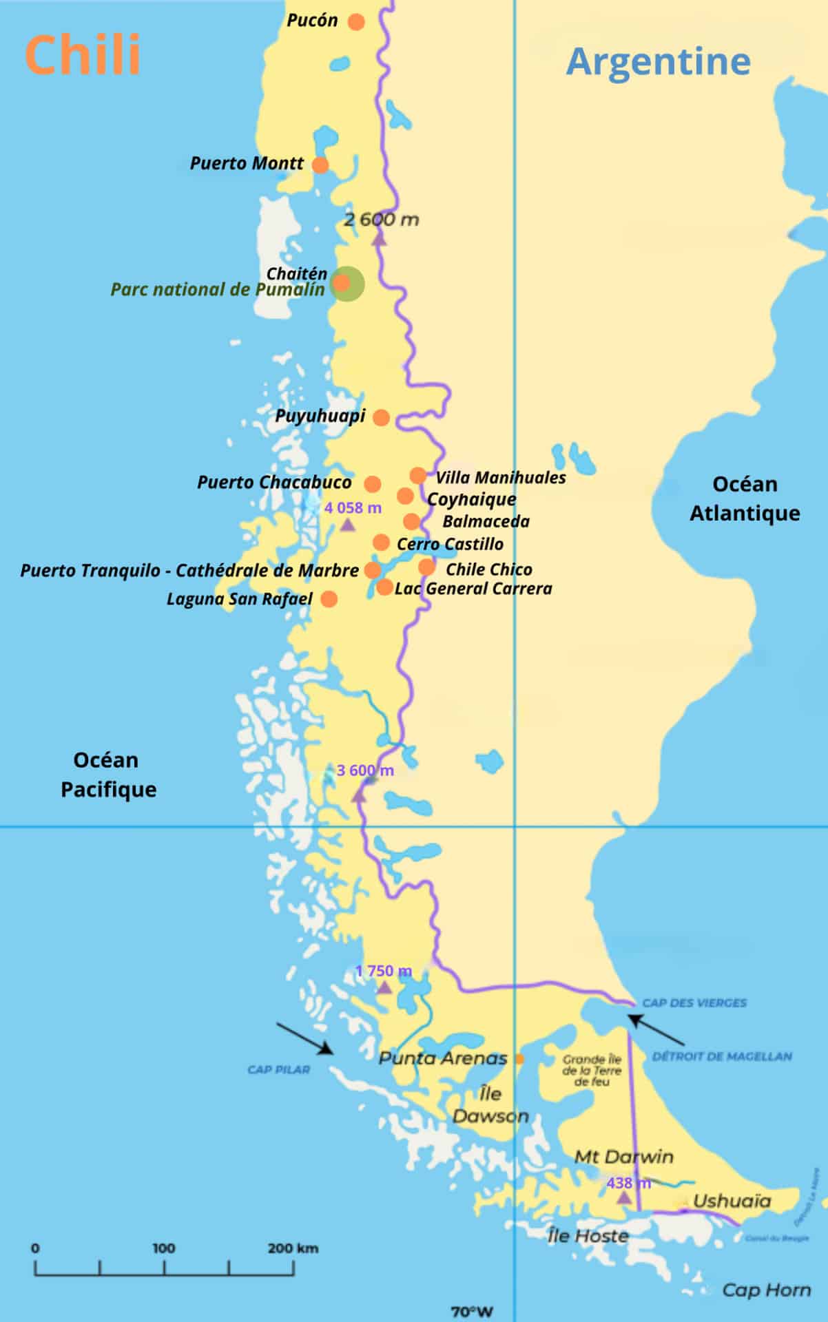 Carte de la Patagonie